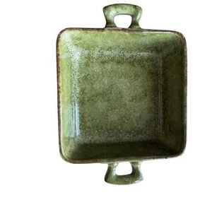 Nordstrom Square green dish Green/Brown 8" tall 5" wide‎ 2.5" deep Made in Italy